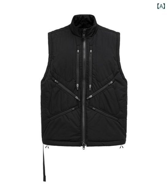 メンズ 服 シンプル ファッション オシャレ 大人 かっこいい 大きいサイズ ストリート 紳士服 機能的 マルチ ポケット 防風 ライナー コットンベスト ジャケット