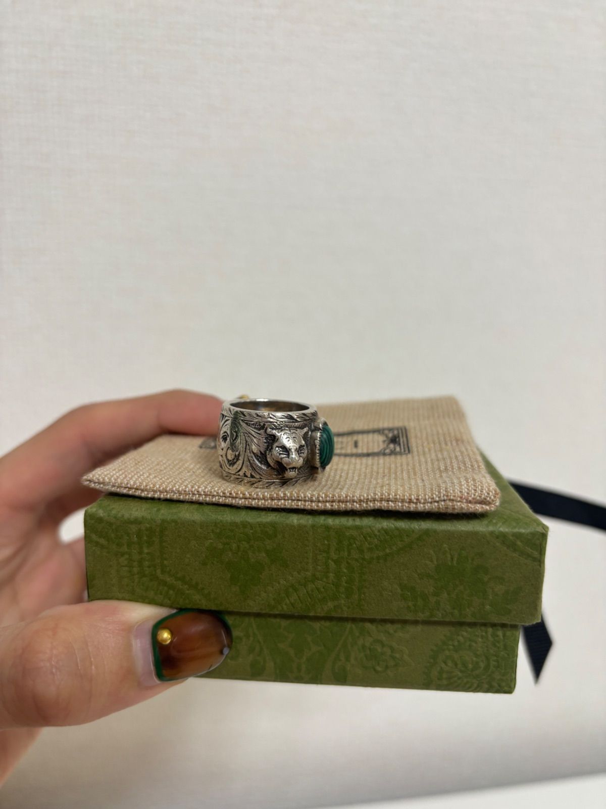 GUCCI 10号 ガーデンリング キャットヘッド インターロッキング GUCCI 10号 ガーデンリング キャットヘッド インターロッキング