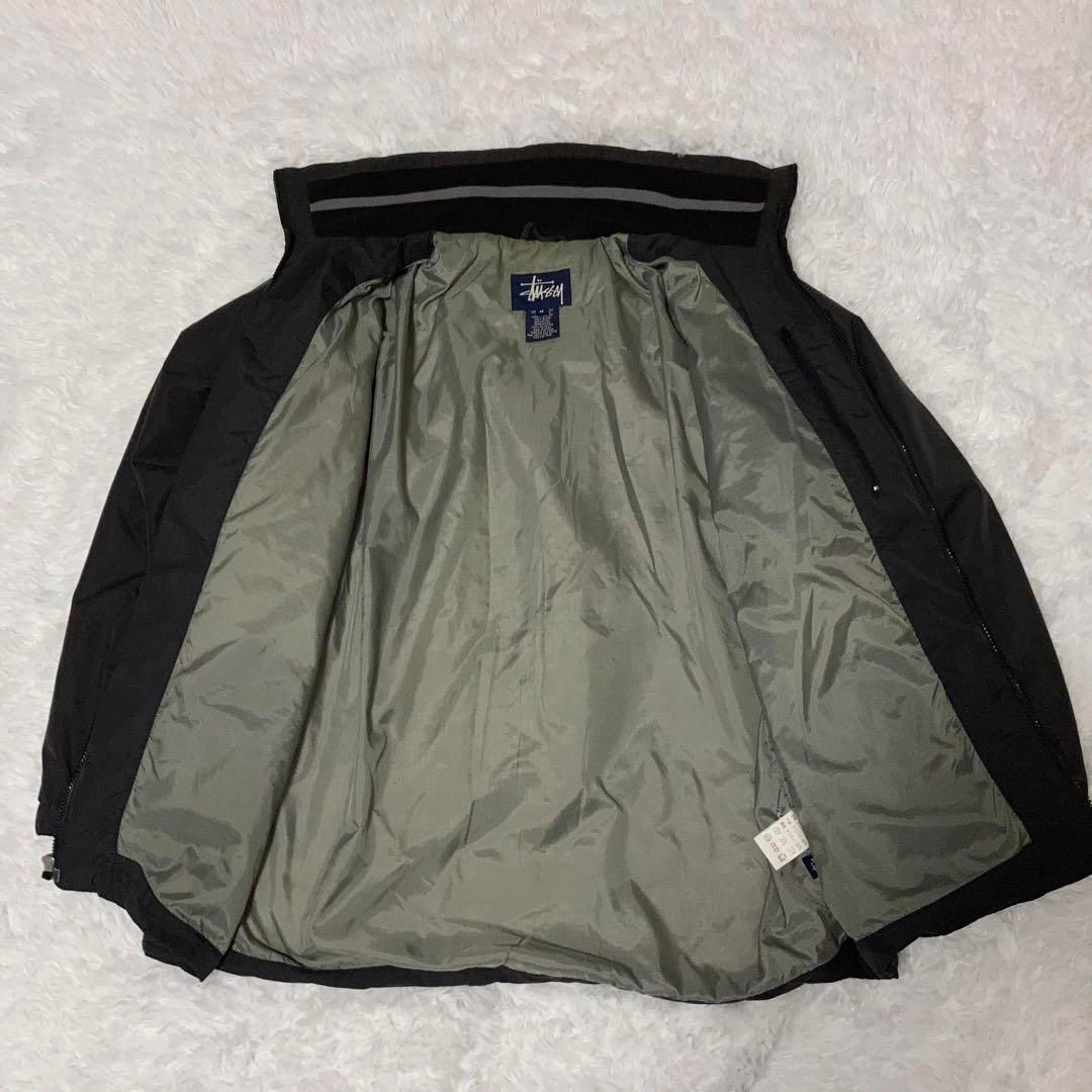 ダウン感覚】old stussy ナイロンジャケット 厚手 刺繍ロゴ ジップ