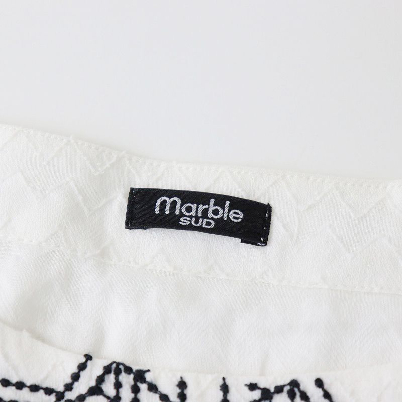 マーブルシュッド marble SUD フラワー刺繍ドルマンブラウス/ホワイト
