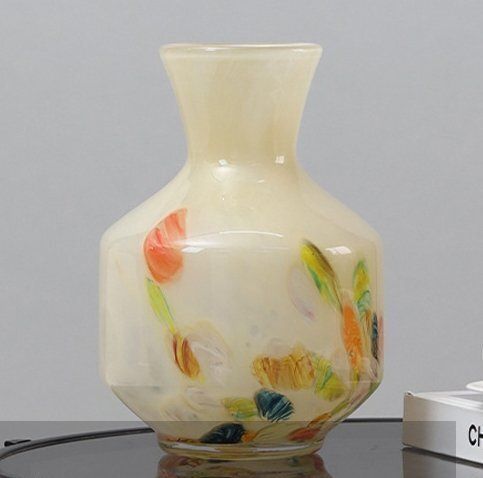 玉質琥珀ガラス花瓶置物瑠璃花器