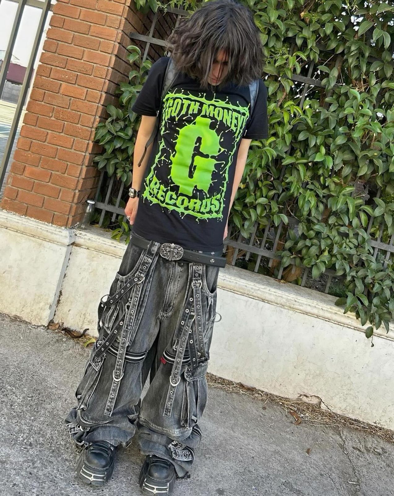 パンツ X-STRAP PANT FOG WASH BLACK DENIM TRIPP NYC（トリップニューヨークシティ）//X-STRAP PANT FOG