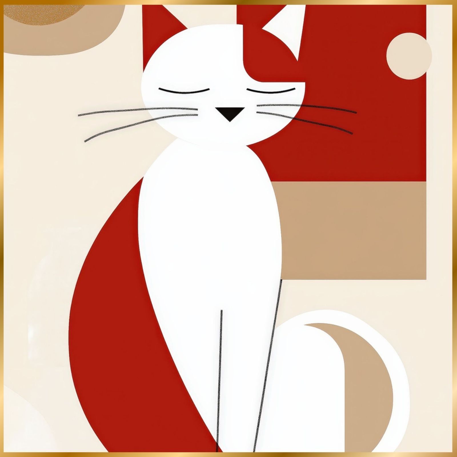 Red Passion - マンチカン猫 No.1 ミニマリスト ミニマリズム シンプル インテリアアート ペットロス 記念日 アートポスター 猫の絵 猫のイラスト ギフト プレゼント