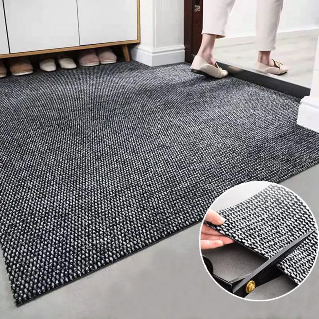 玄関マット キッチンマット屋外 室内 滑り止め 業務用 無地 大判 マット シンプル 泥落とし 足ふきマット グレー90*500