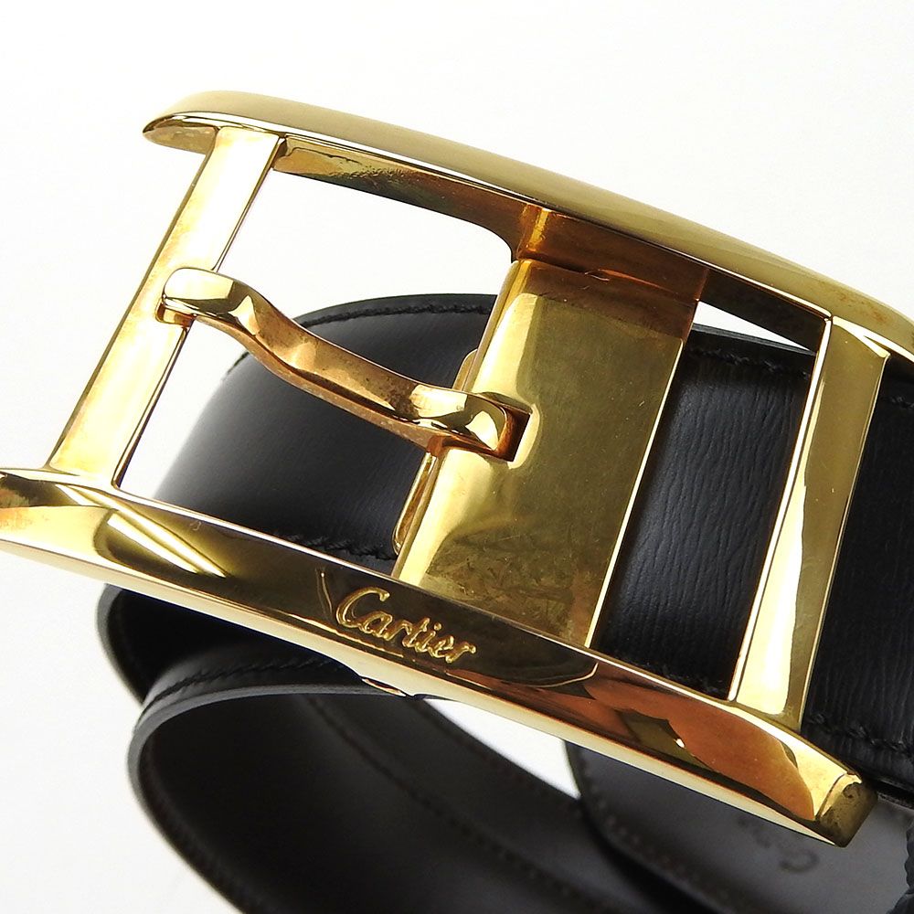 中古】 カルティエ ベルト タンク L5000065 レザー ブラック ゴールド  
