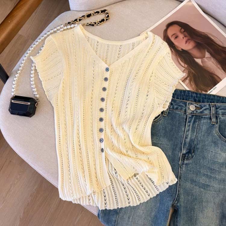 TODAYFUL クリーム 半袖カーディガン TODAYFUL トゥデイフル 2set Sheer Knit 2セットシアーニット