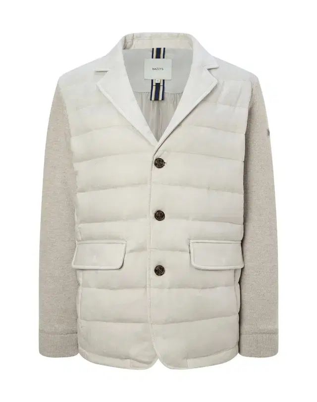 ヘジス メンズ ダウン バイカラー ジャケット アイボリー 105 110 115 120