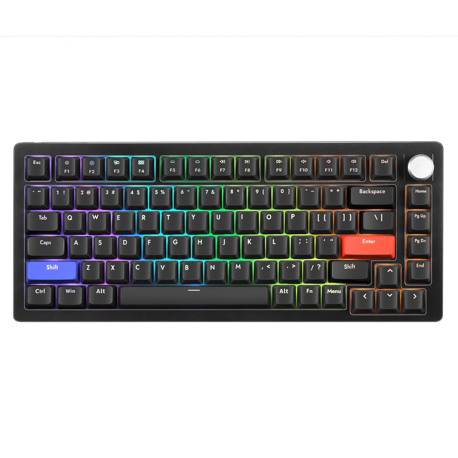 人気商品 TKL 磁気スイッチRGB メカニカル 有線 USB キーボード コンパクトゲーミング用 ラピッドトリガー 82キー ノブ付き A75 ゴースト防止 こぼれ防止 DrunkDeer ブラック