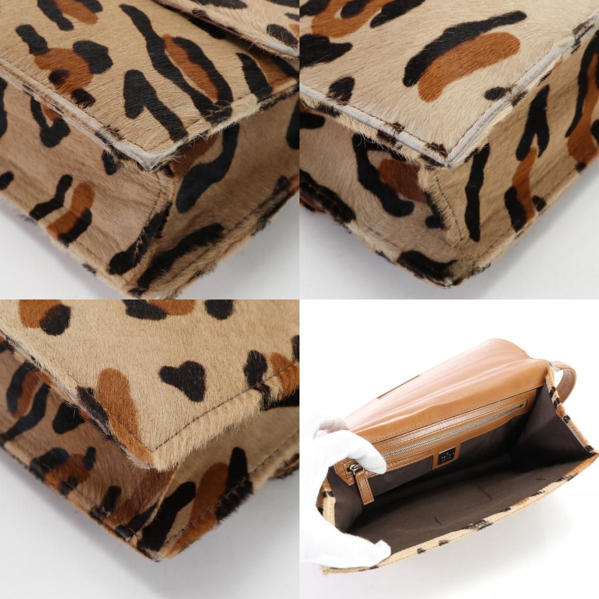 美品 フェンディ FENDI バッグ ハラコ レオパード 毛皮 Yahoo