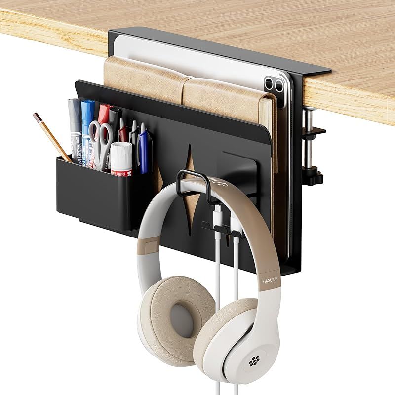 【新着商品】GAGUIUP デスクサイド 収納 ラック 小物入れ デスクサイドホルダー 収納ラック テーブルサイドポケット pcスタンド デスク周り タブレット収納 穴あけ不要 省スペース ブラック 1