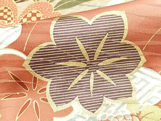 豪華振袖　駒刺繍　流水舞鳥文　暈し染め　金彩　着丈168cm　正絹　逸品 平和屋着物□豪華振袖 駒刺繍 花鳥文 雉 暈し染め 金彩 正絹