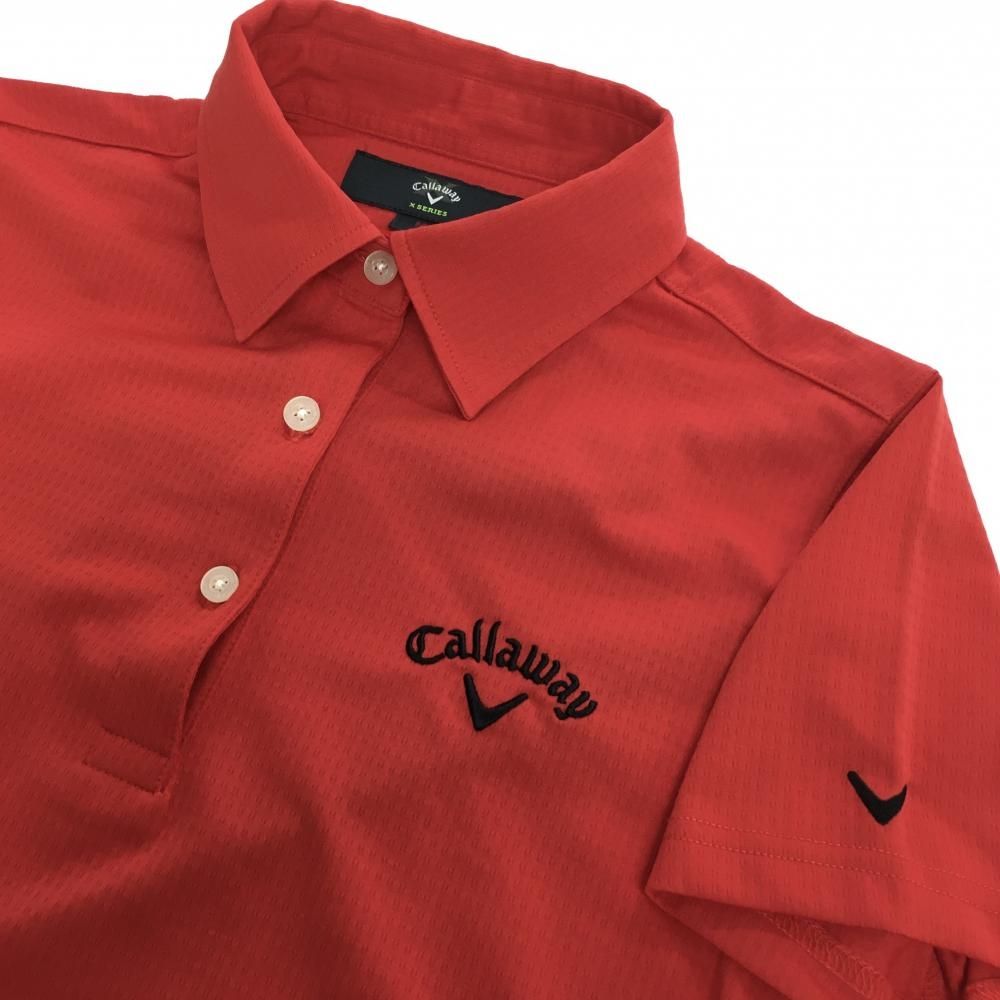 超美品】キャロウェイ 半袖ポロシャツ レッド 総柄地模様 ロゴ黒