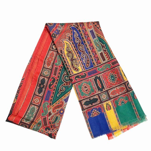 エトロ ETRO スカーフ ストール ペイズリー柄 シルク混 総柄 赤