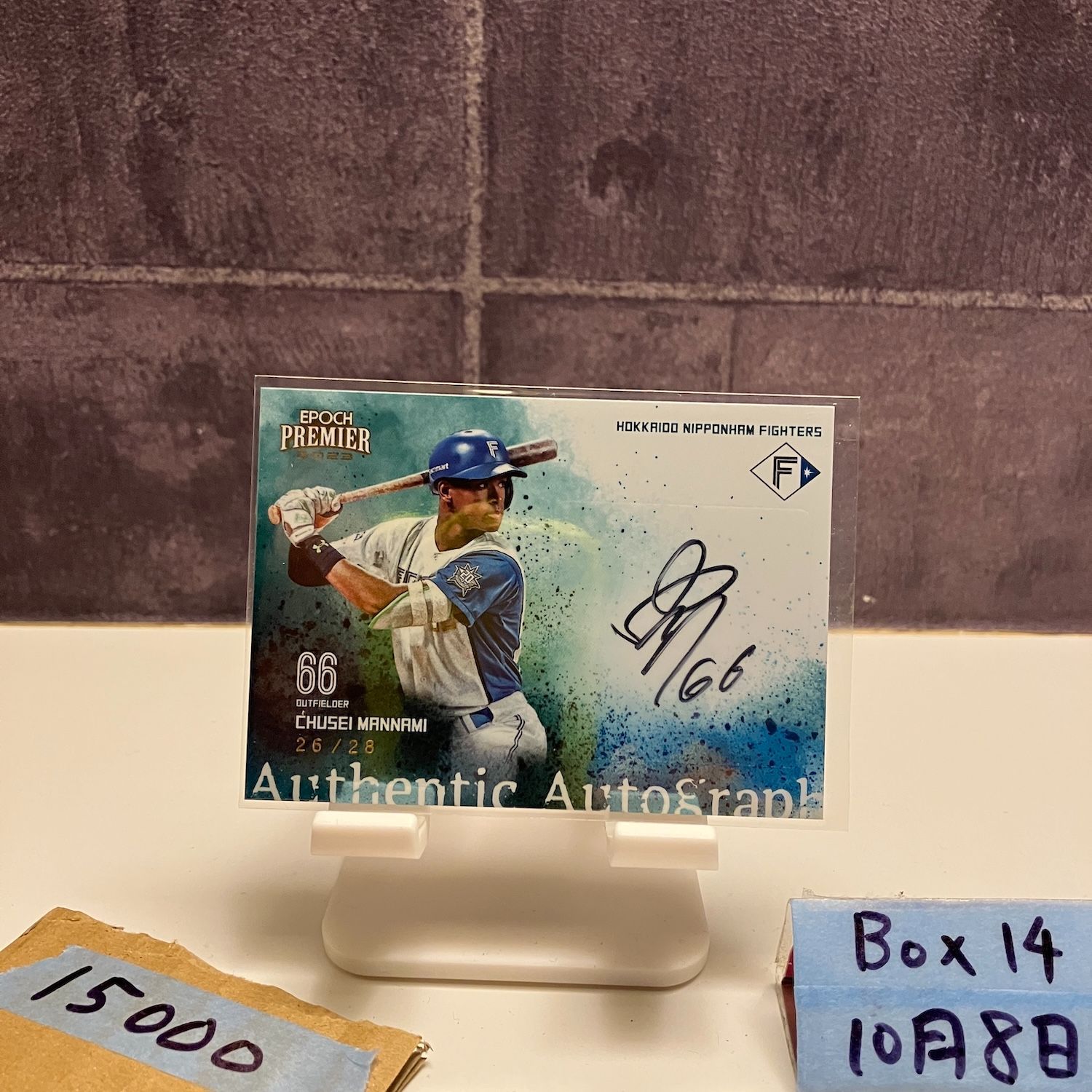2025 Epoch 万波中正 26 28 直筆サインカード 北海道日本ハムファイターズ Premier Edition ジャージナンバー Jersey Uniform Number カード