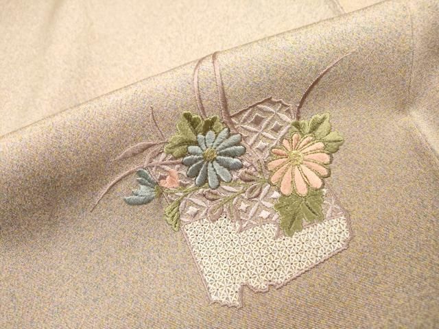 o*3様 単衣 逸品 総刺繍 中国三大刺繍 汕頭刺繍 一つ紋 正絹 T-5741 o*3様 単衣 逸品 総刺繍 中国三大刺繍 汕頭刺繍 一