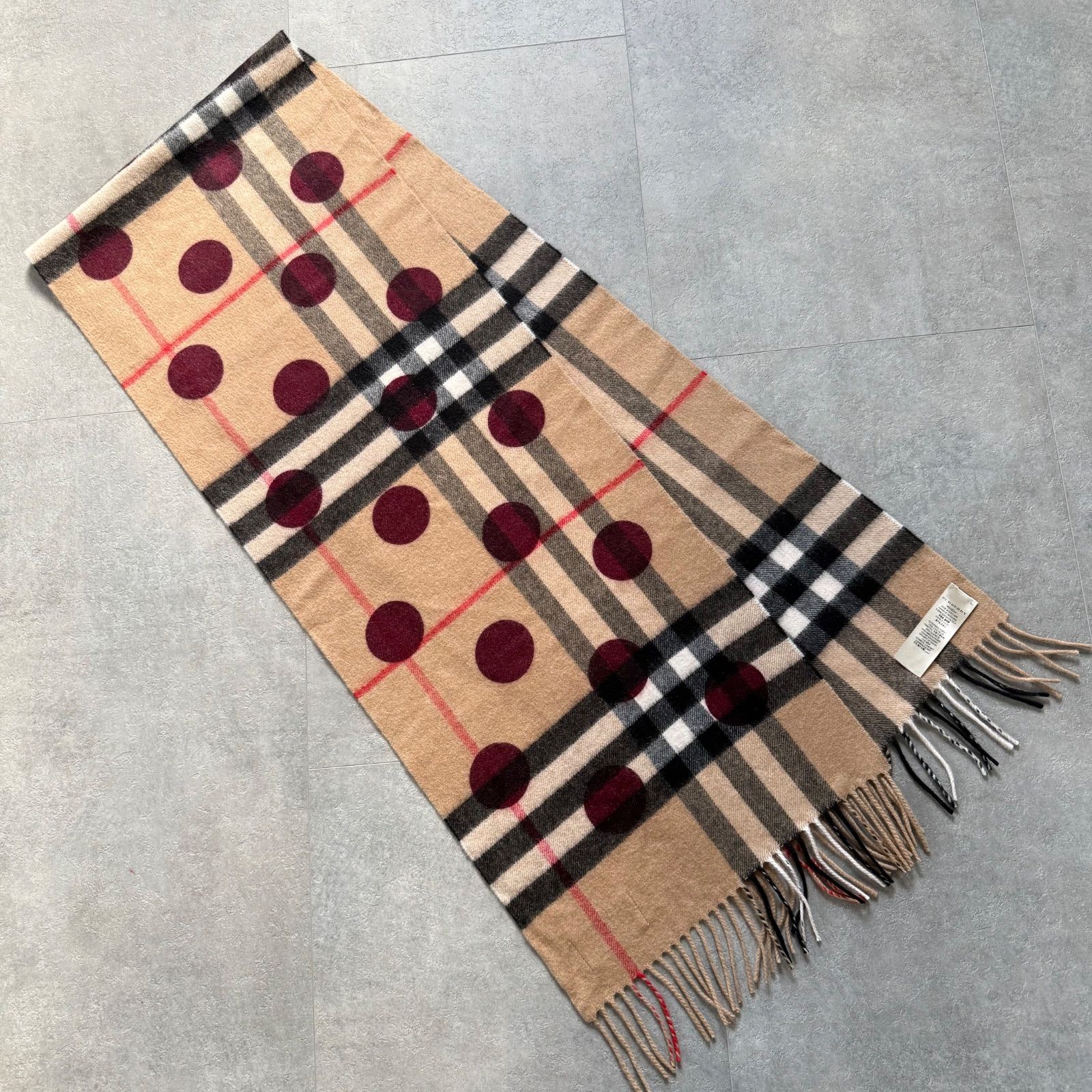 極美品 希少品 BURBERRY バーバリー カシミア 100％ 大判 マフラー 