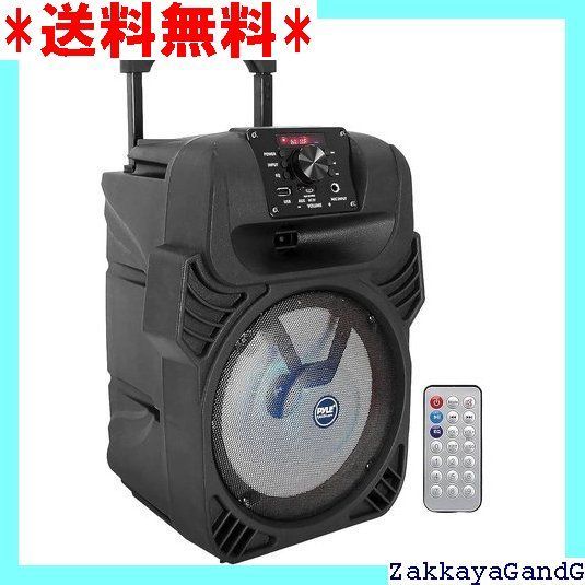 Pyle 400WポータブルBluetooth PAスピーカー - 8 インチ サブウーファーシステム 4Ω|55-20kHz USB|MP3|FMラジオ|¼マイク入力 マルチ LEDライト リモコン付き充電式バッテリー内蔵 PHP844B 56