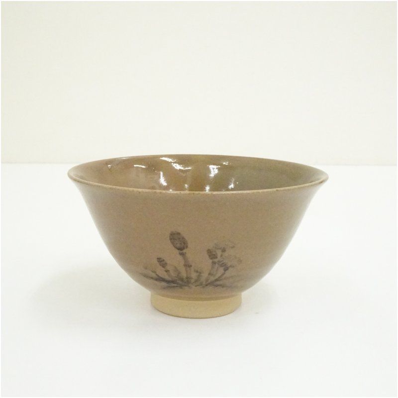 虫明焼 曙窯造 土筆絵茶碗（共箱） 茶道 抹茶 おしゃれ 抹茶茶碗 抹茶