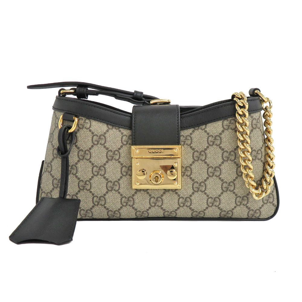 GUCCI グッチ GGスプリーム パドロックバッグ 黒 お財布ショルダー