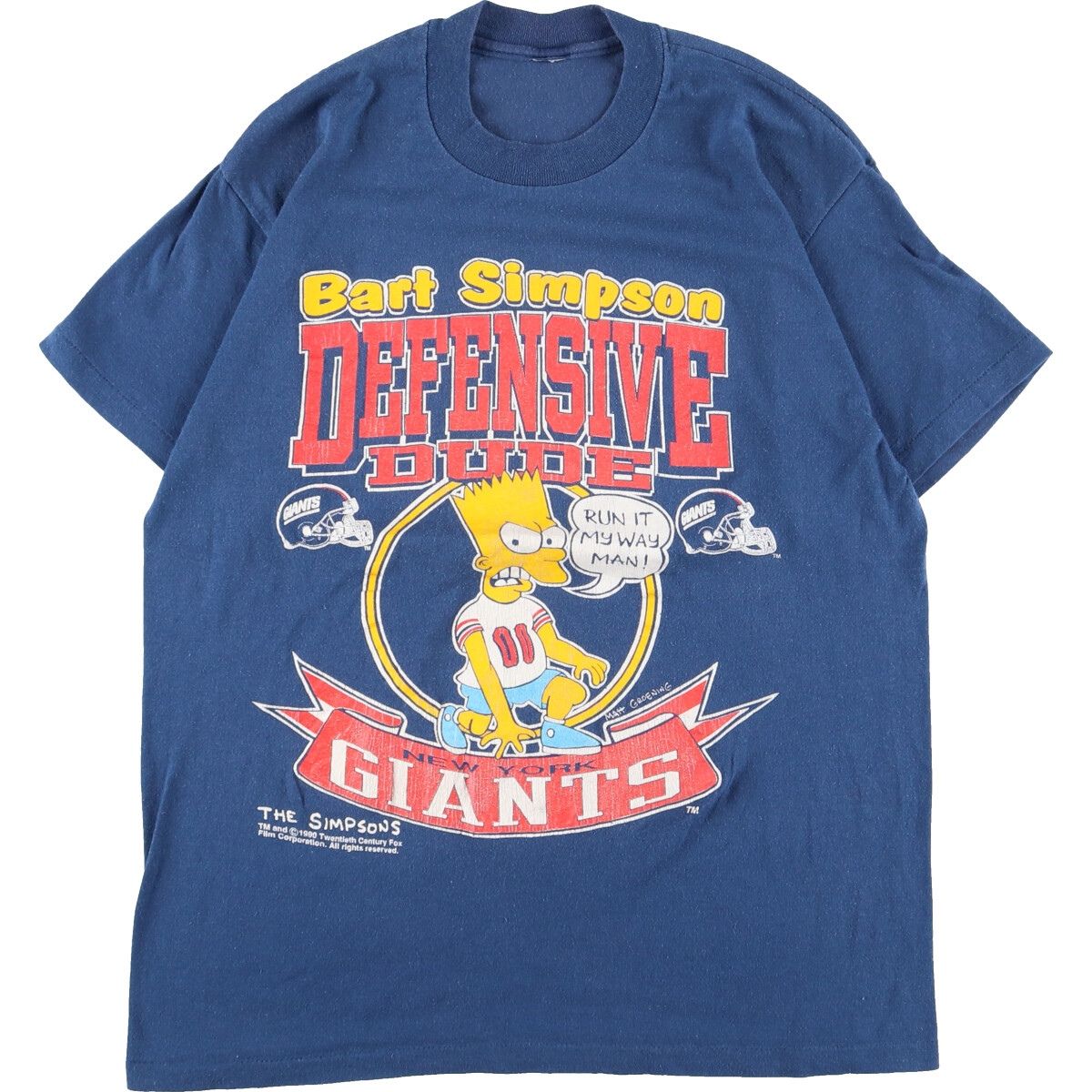 90年代 The Simpsons ザ シンプソンズ New York Giants ニューヨーク ジャイアンツ キャラクタープリントTシャツ メンズS ヴィンテージ /eaa350993