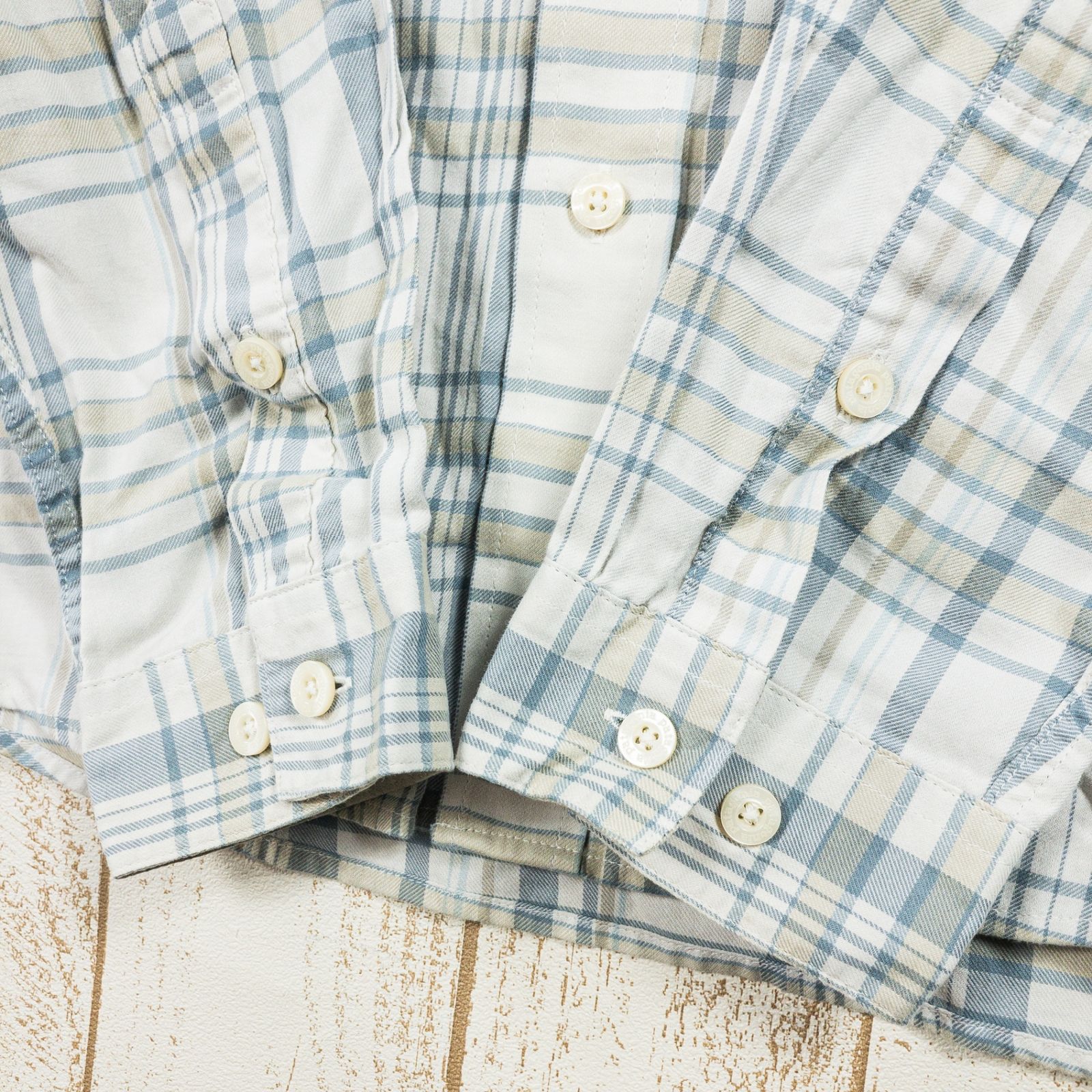 91年製 patagonia Patterned Chambray Shirt 青 L 90s