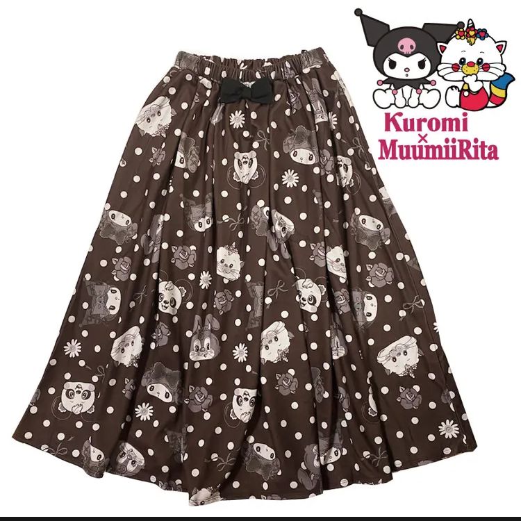 ムーミィリタ 745101 いろいろ総柄スカート 大人 クロ