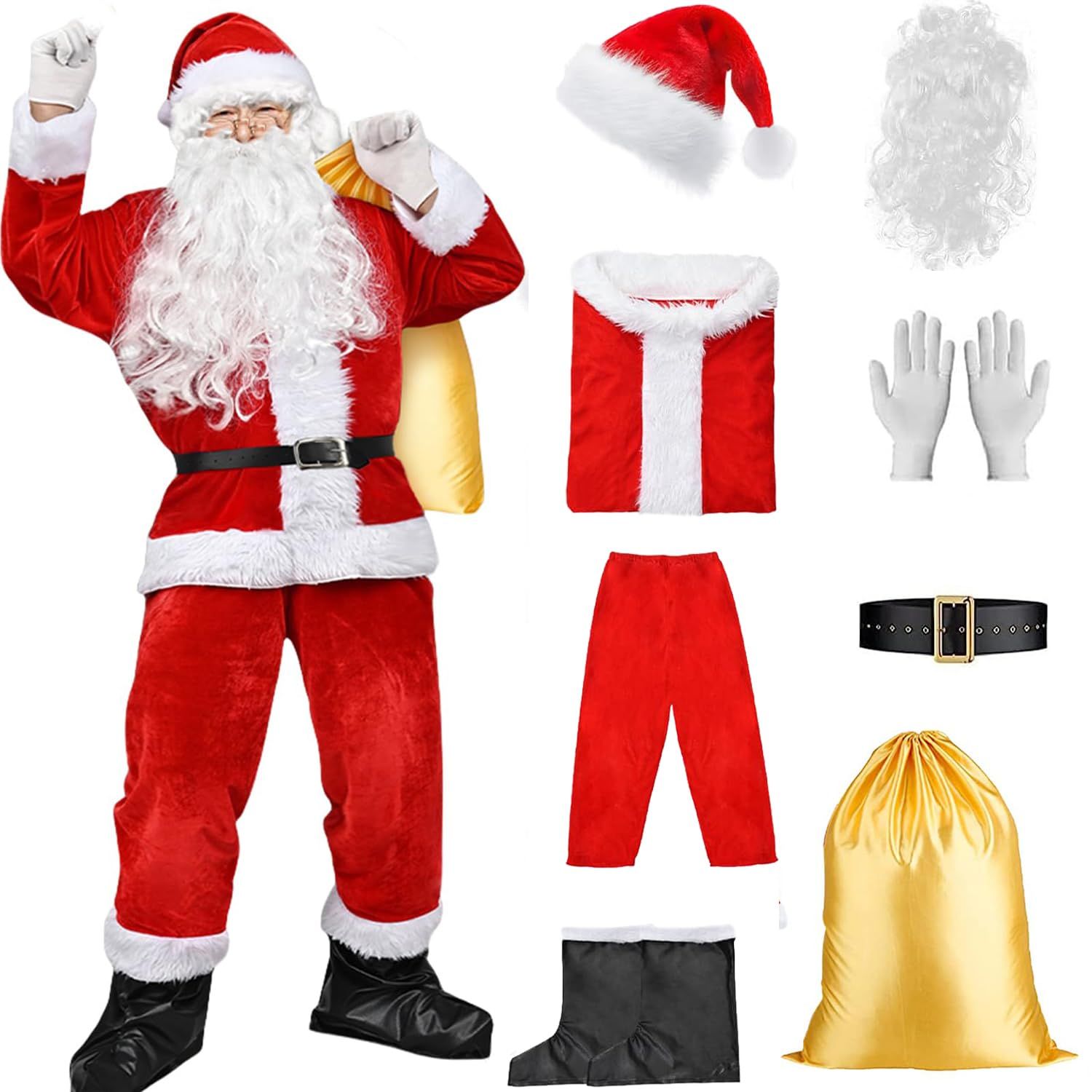 サンタコスプレ衣装 クリスマスコスプレ 仮装 クリスマス サンタクロース サンタクロース 仮装 大人用 厚手 イベント コスチューム パーティー コスプレ 舞台 サンタ 8点セット 新年会 衣装 