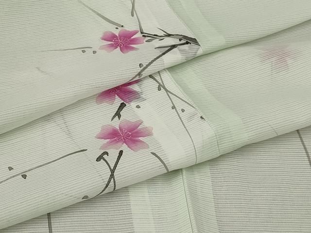 平和屋着物＊夏物 訪問着 絽 手描き 草花文 正絹 逸品 AAAX5406fy