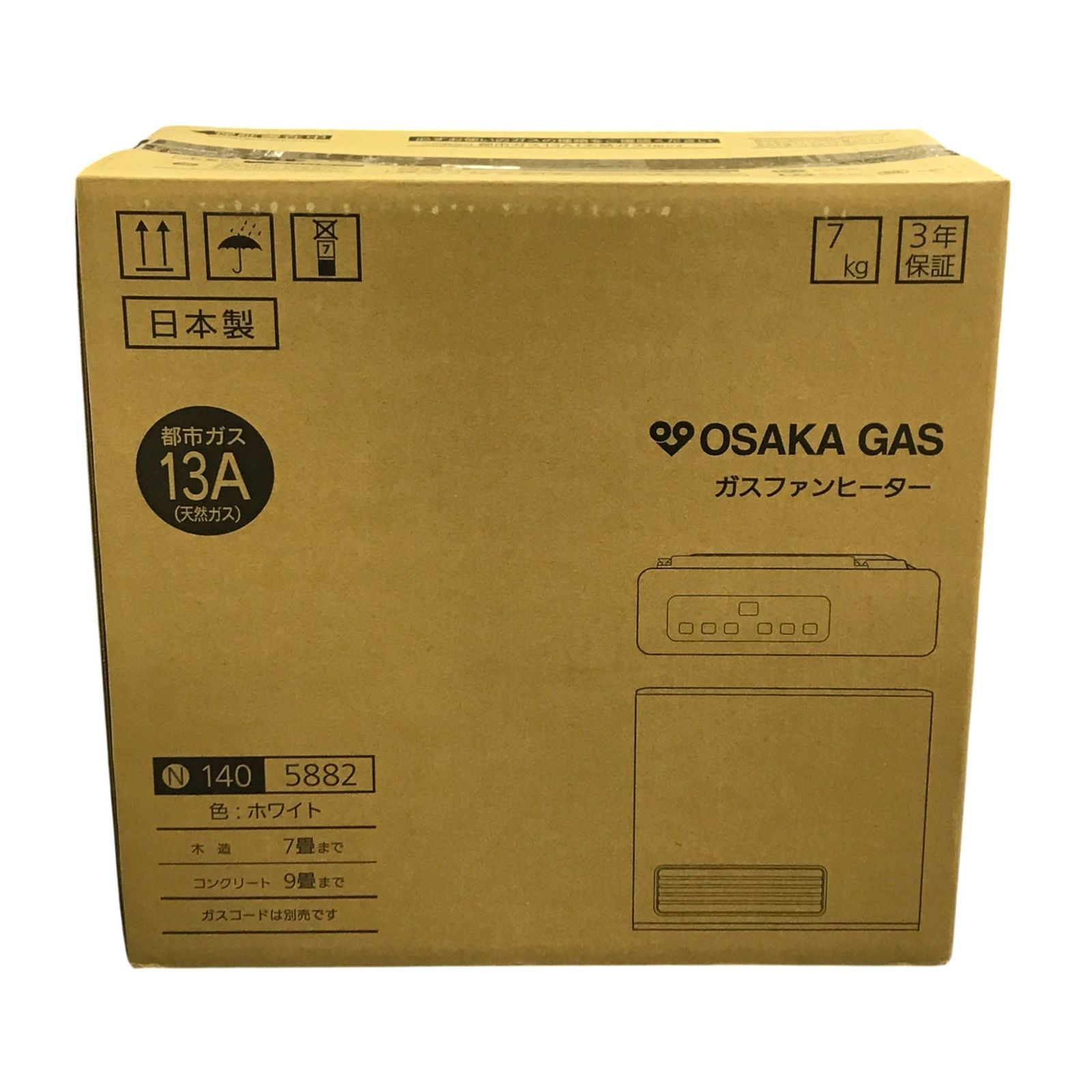 大阪ガス ガスファンヒーター ホワイト 都市ガス用 13A 木造7畳まで|コンクリート9畳まで 140-5882 T1