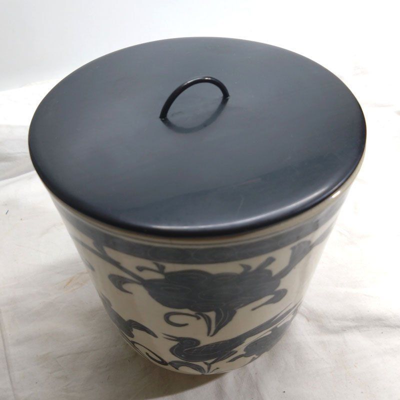 中古○ 豊田嘉隆造？ 水指 ○ 陶楽 茶道具 安南 絵高麗 共箱付き