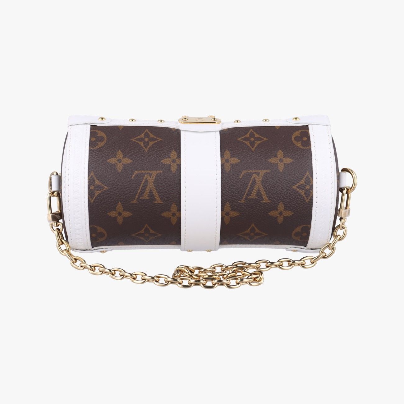 ブラウン系×ホワイトモノグラムキャンバス×カーフレザーM81485ICチップ