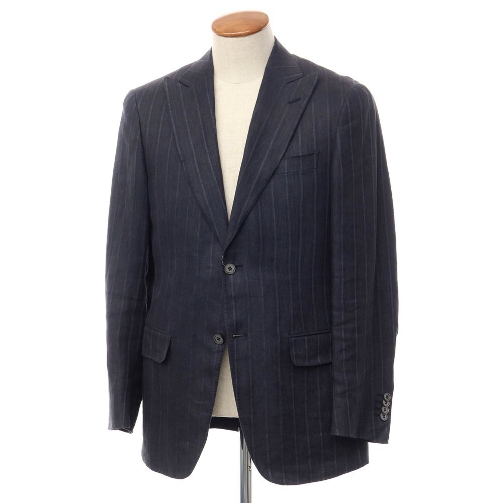 中古】カナーリ CANALI リネン ストライプ 2B テーラードジャケット