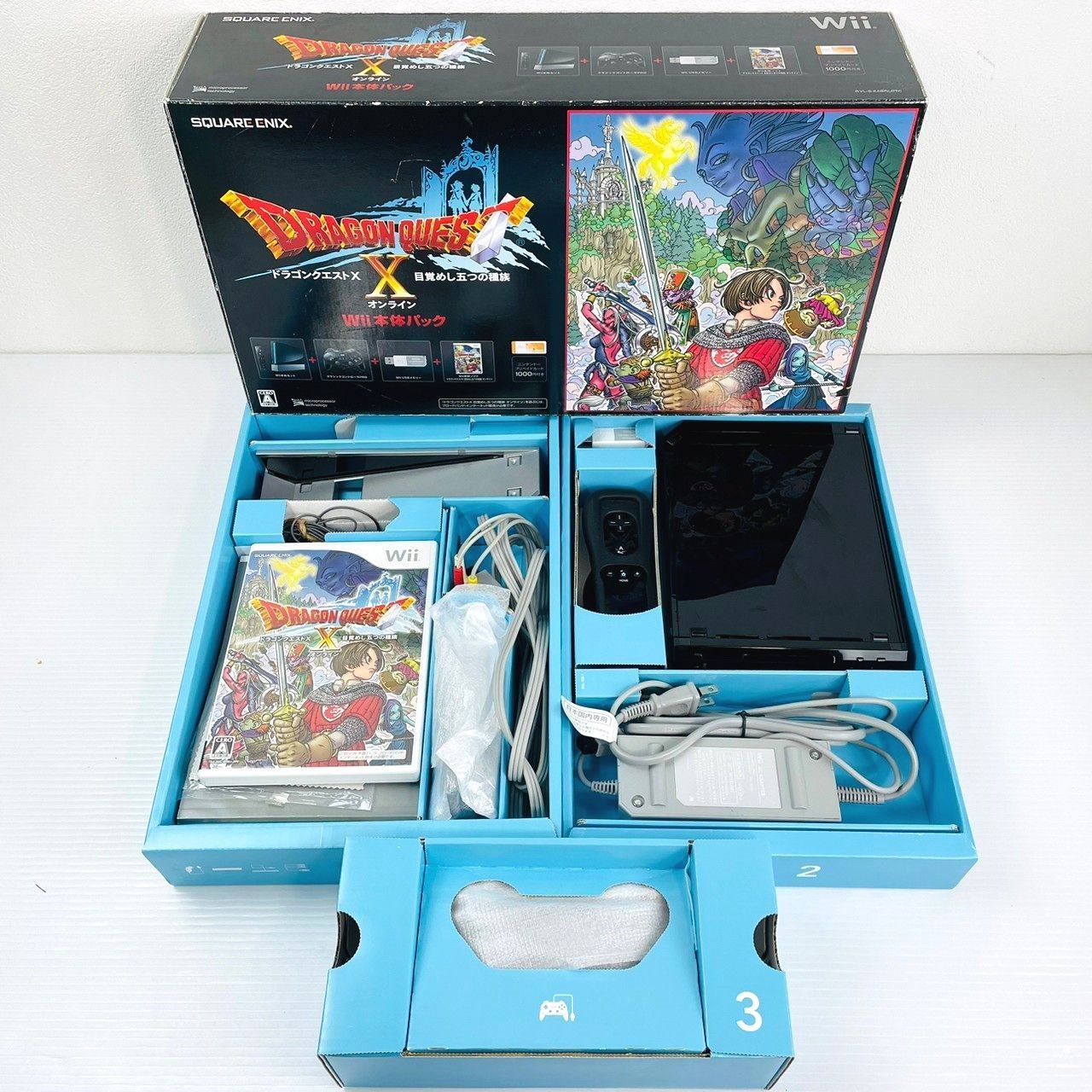 任天堂 Wii ドラゴンクエスト X 本体 パック セット ドラクエ 目覚めし五つの種族 オンライン コントローラー クロ ブラック 黒 Nintendo ウィー