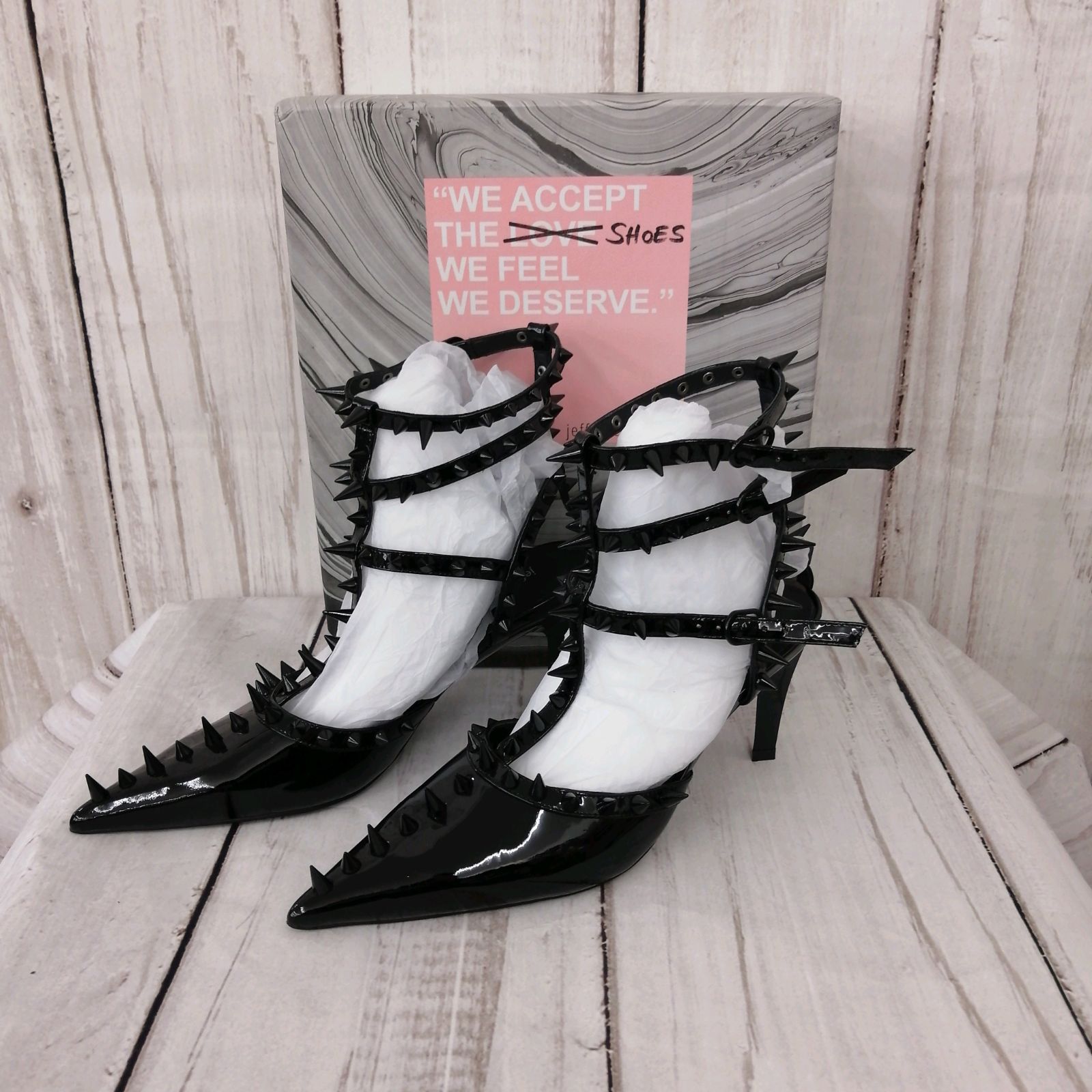 Jeffrey Campbell スタッズヒールパンプス 0121 ブラック 黒 スタッズ