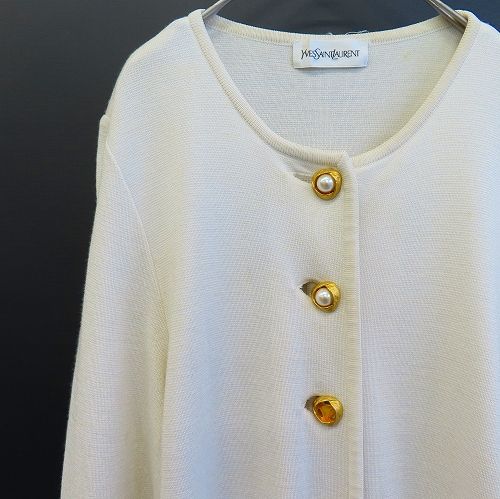 イヴ・サンローラン YVES SAINT LAURENT YSL カーディガン ニット 金