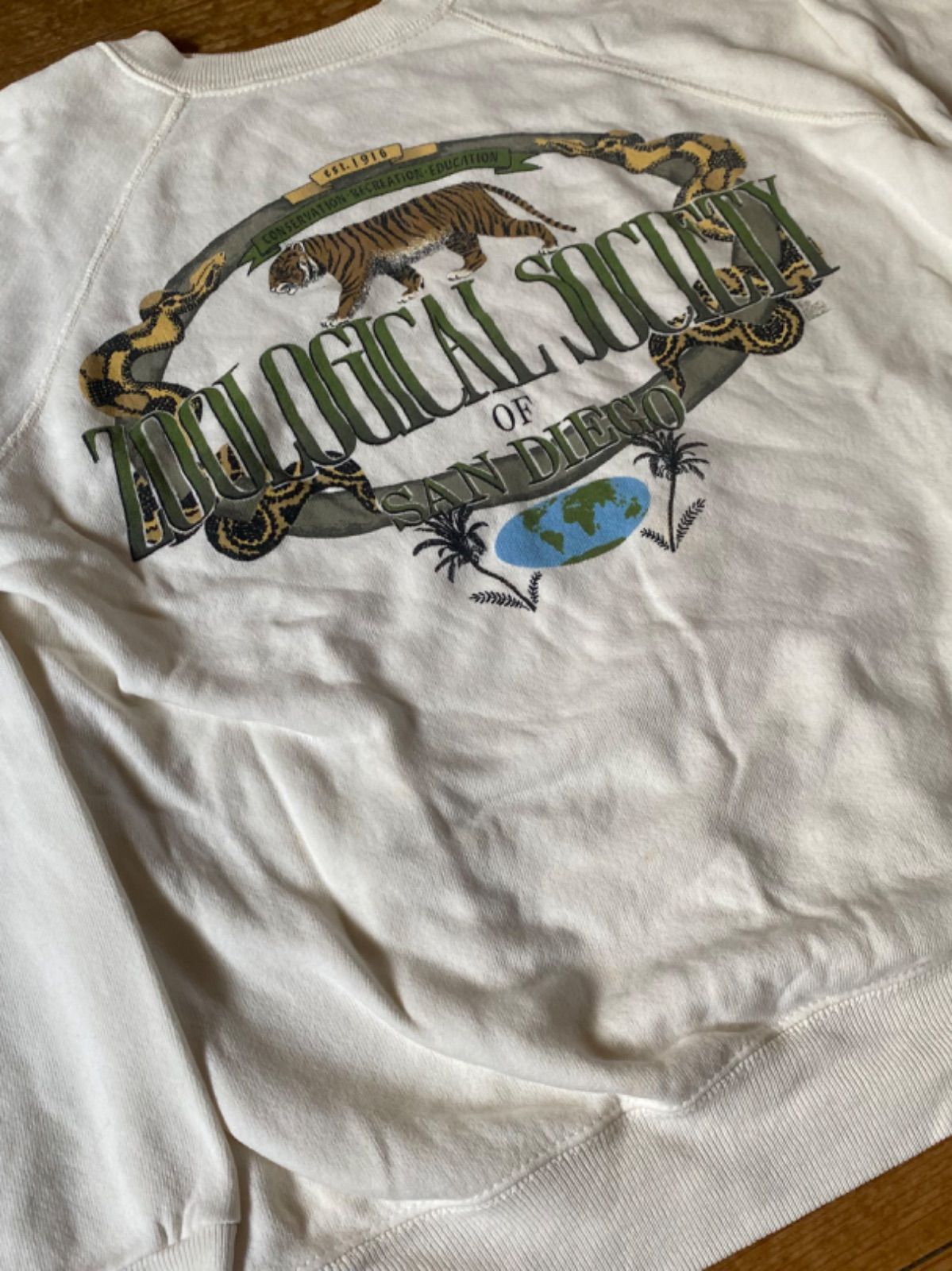 80's USA製 Hanes サンディエゴ動物園 スウェット ホワイト 虎 80's USA製 Hanes サンディエゴ動物園 スウェット ホワイト 虎
