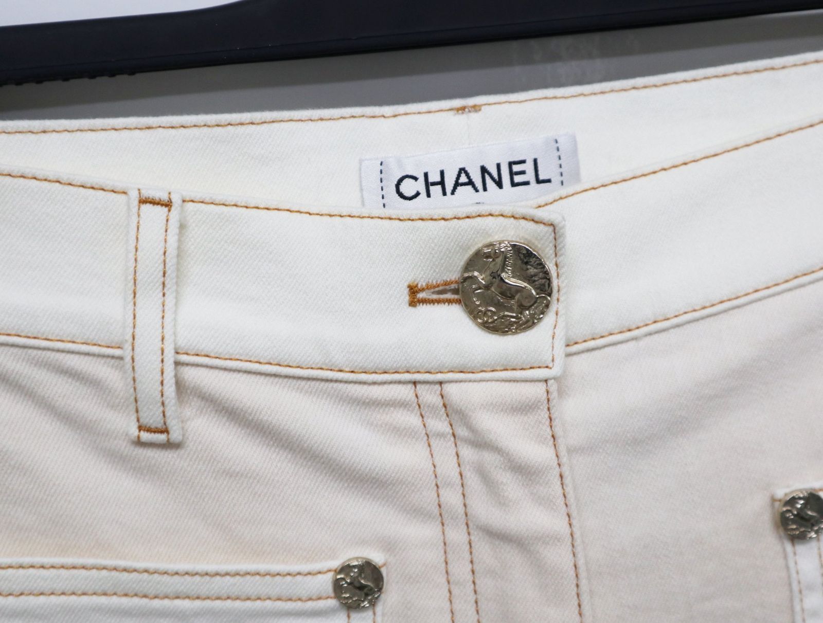 シャネル CHANEL バイカラー ストレート デニムパンツ P58032
