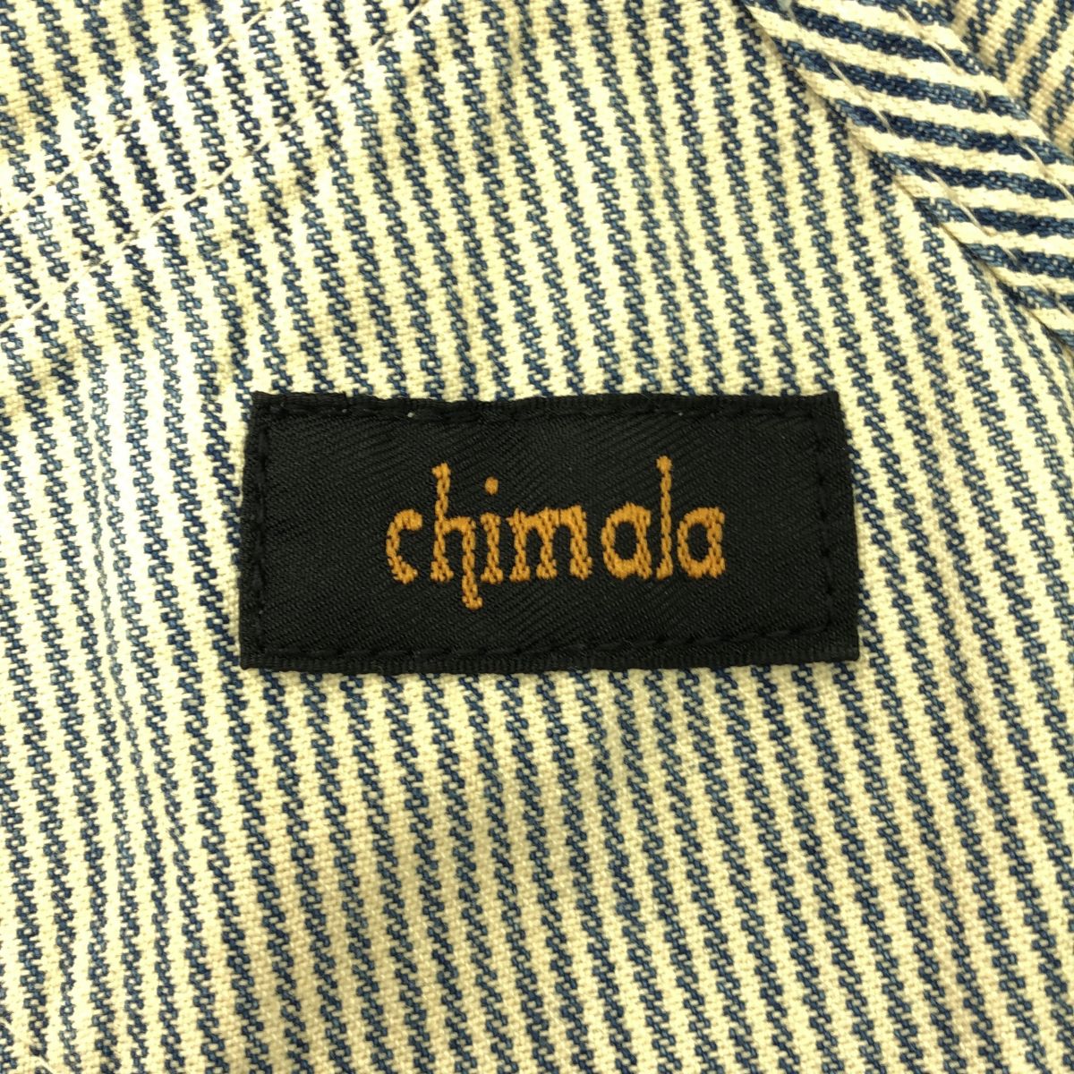 お*げ様 チマラ オーバーオール 太ストライプ ステッチカラーグリーン