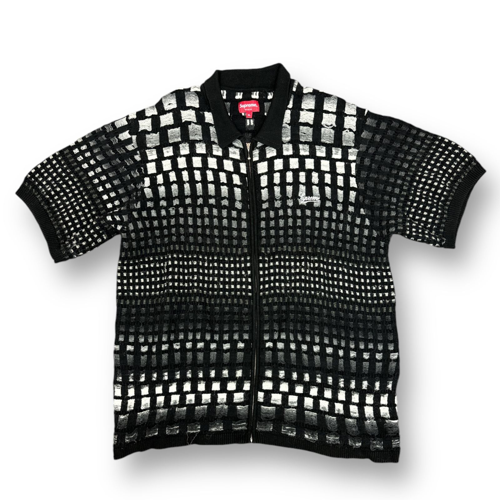 Supreme 23SS Gradient Grid zip up polo グラディエントグリッドジップアップポロ セーター ニット シュプリーム  ブラック XL 75767A5 - メルカリ