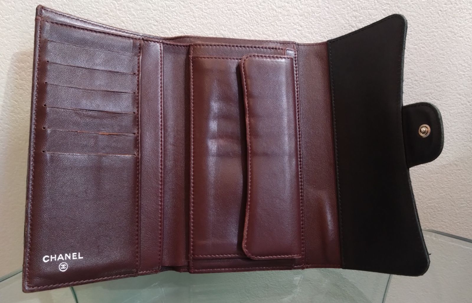 1005 CHANEL シャネル マトラッセ ラムスキン 三つ折り長財布 ココ