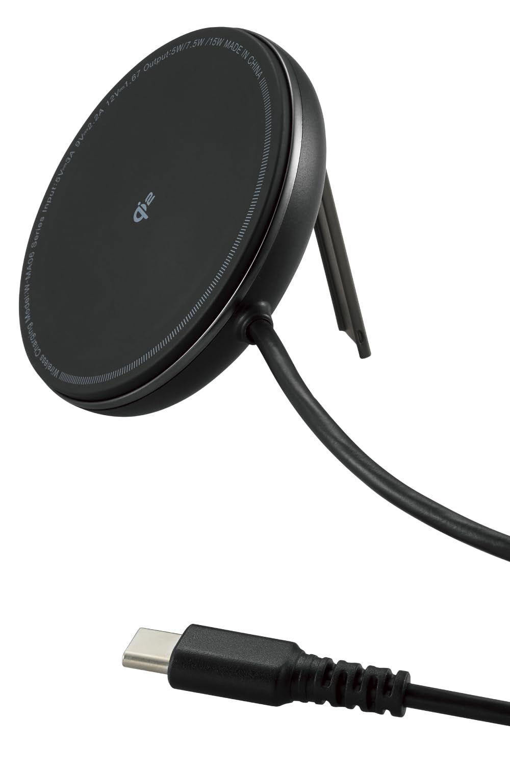 エレコム Qi2 充電器 15W マグネット吸着 ワイヤレス 2Way 卓上|スタンド ケーブル一体型 1m Magsafeに対応したiPhone 15|14|13 対応 ブラック W-MA06BK ブラック 1 単体