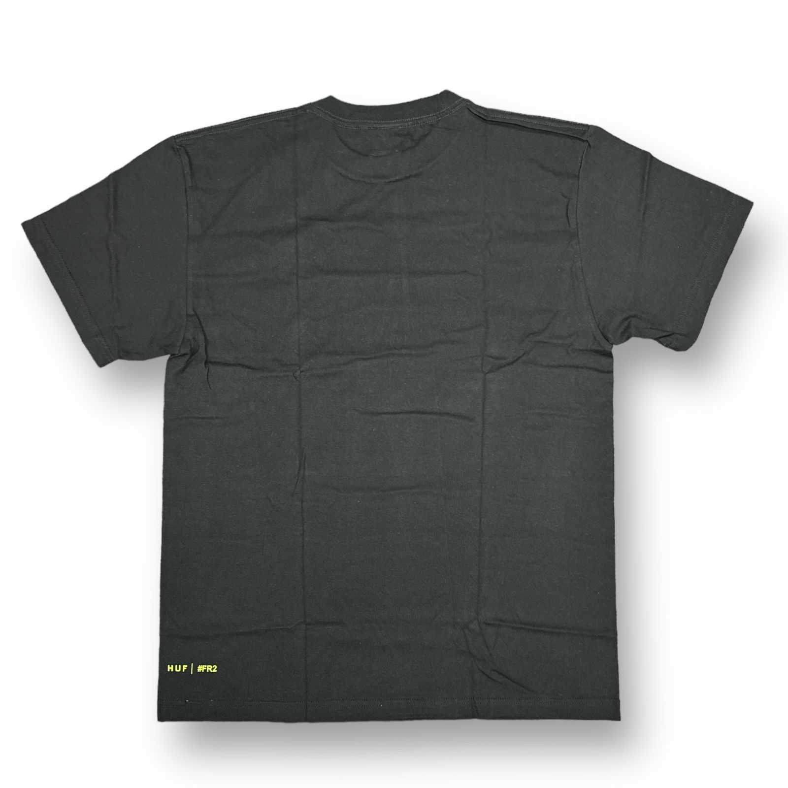 コラボ HUF×#FR2 ブラック Tシャツ トライアングルバッグプリント 完売 HUF ハフ Tシャツ 半袖 メンズ ゴジラ トリプル トライアングル
