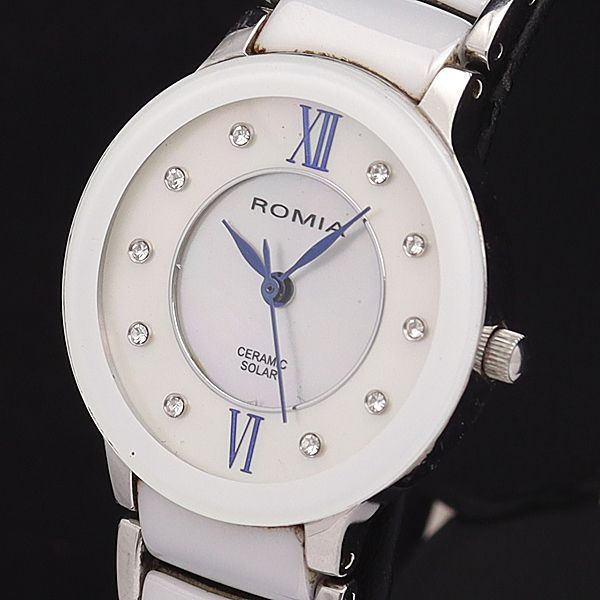 ロミア ソーラー RM-525L ホワイトシェル文字盤 石付 レディース腕時計 NKG