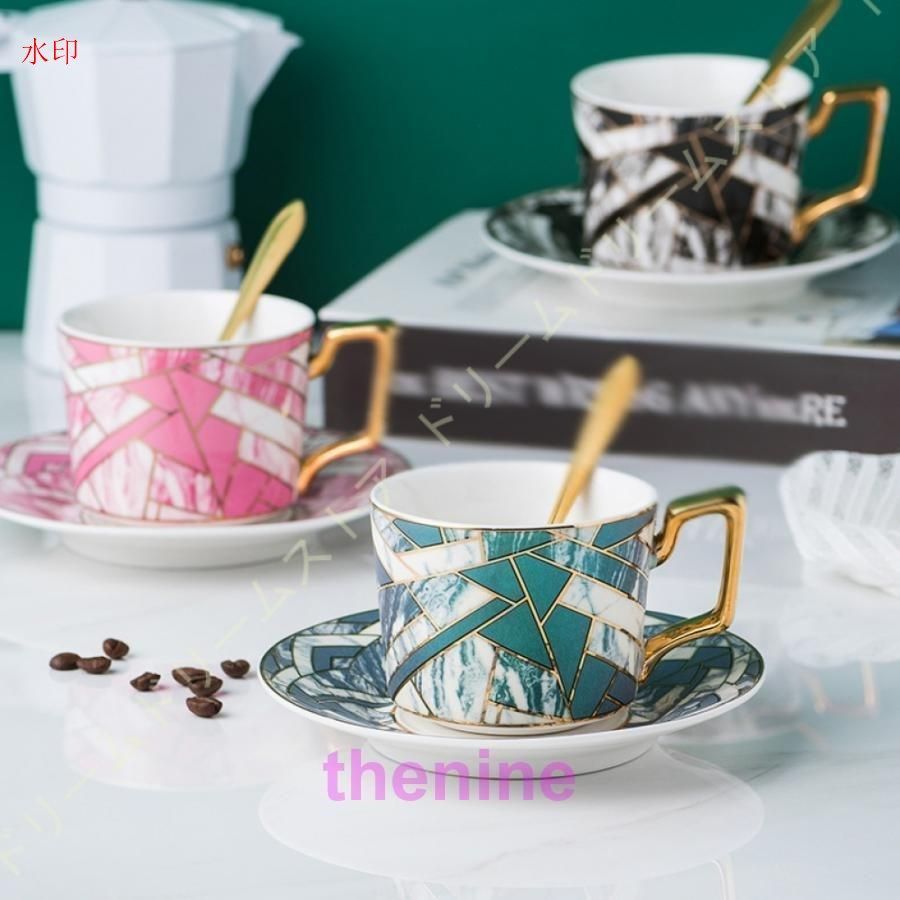 陶器 ティーカップ 新築祝い 開店祝い 結婚祝い プレゼント キッチン インテリア 業務用品 電子レンジ 食洗機対応 マグカップ 綺麗 北欧風 大理石柄 優雅な形