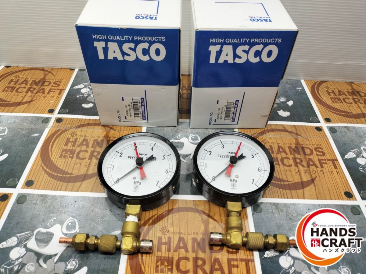 ◆ 現状品 TASCO TA380KS-170 Ｔ型アダプタ付圧力計 ２個セット 動作未
