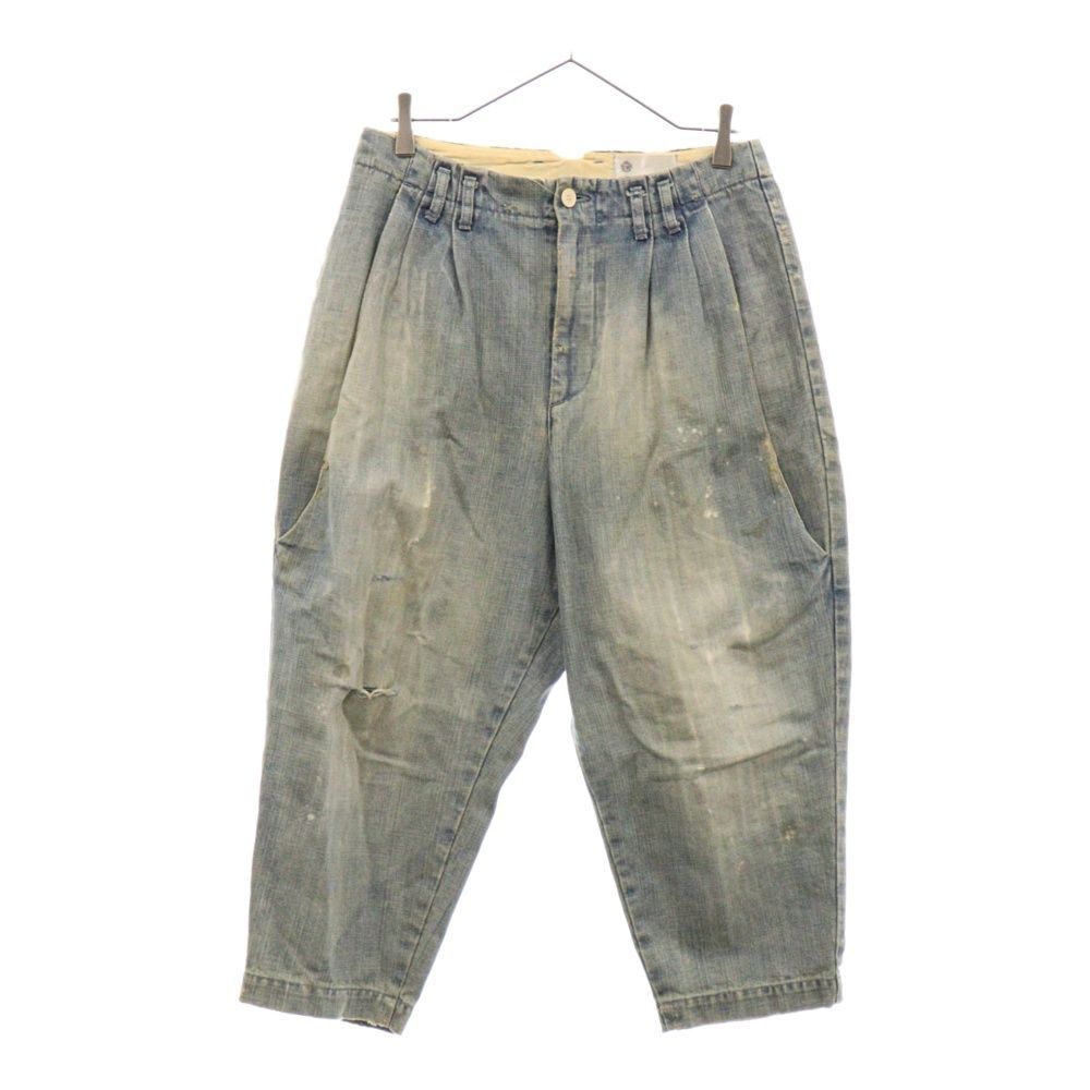 Dulcamara (ドゥルカマラ) VINTAGE加工 変形ポケットデザイン クロップド デニムパンツ インディゴ