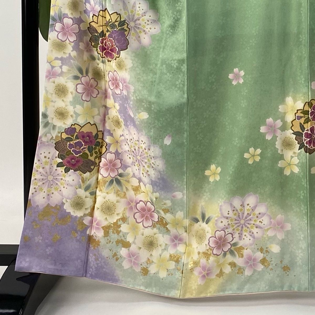 振袖 身丈162.5cm 裄丈68.5cm L 袷 袋帯フルセット 桜 牡丹 金糸
