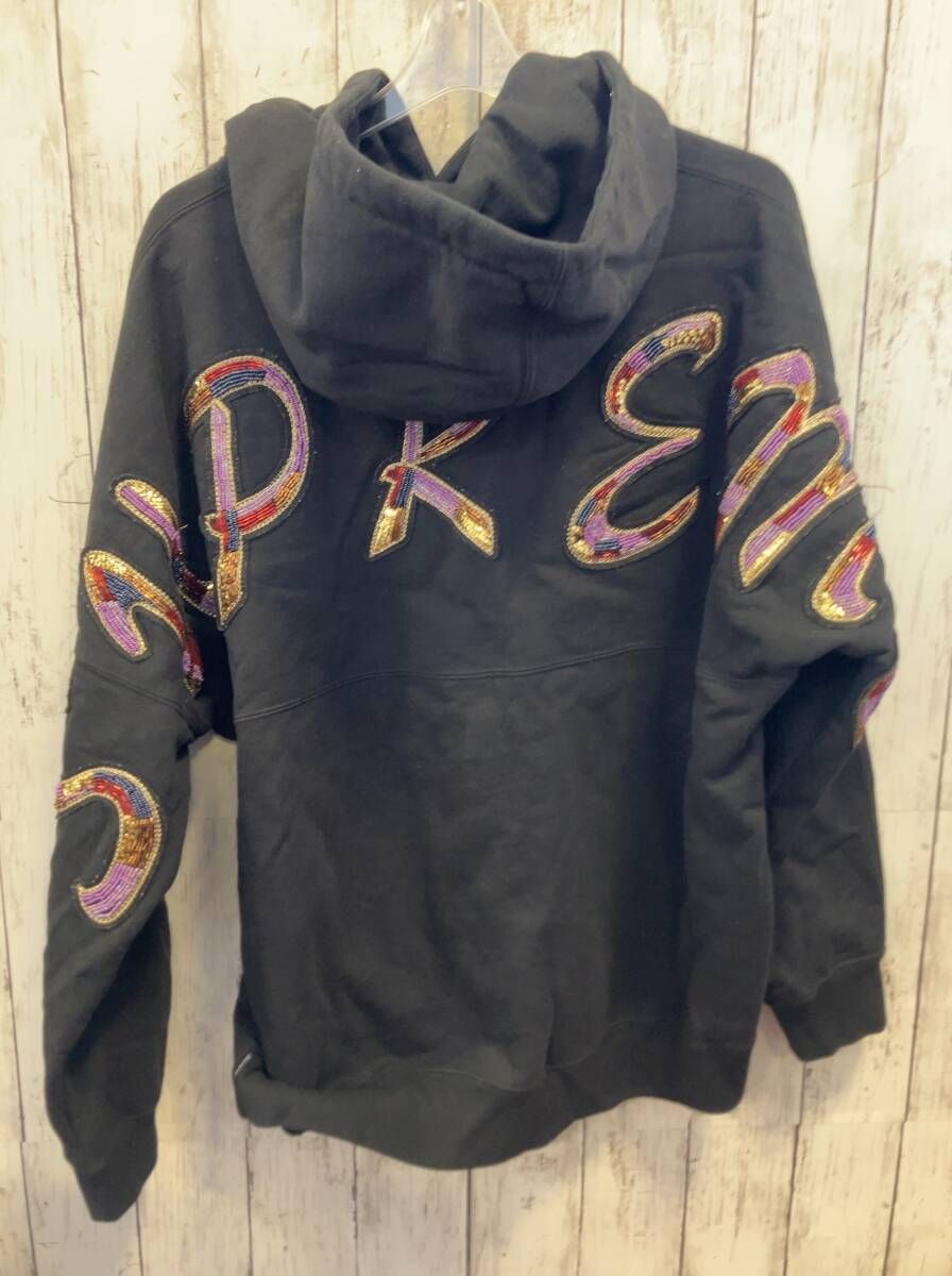 Supreme シュプリーム ブラック パーカー 22SS Beaded Hooded Sweatshirt ビーズ Mサイズ