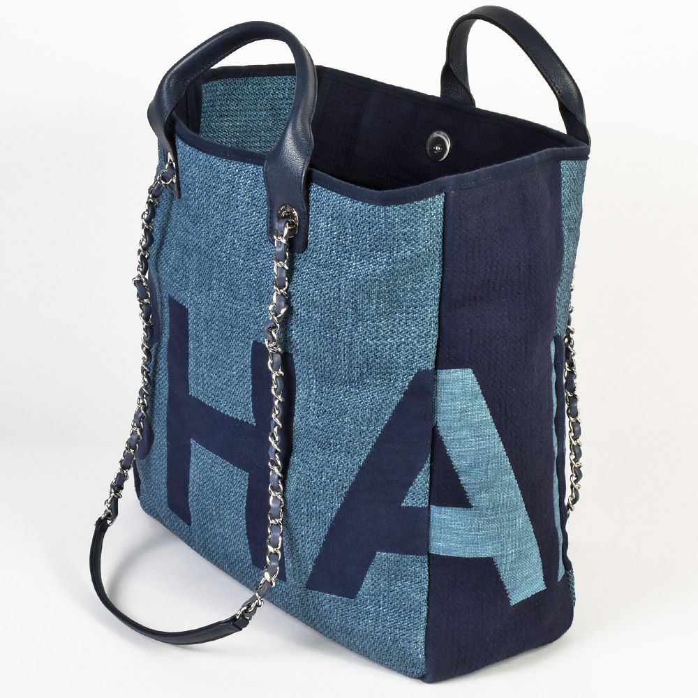 シャネル CHANEL ラージ トートバッグ 2WAY デニム ネイビー  