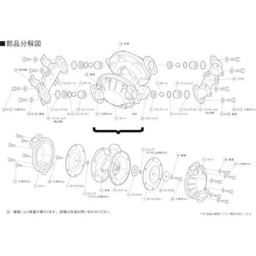 ＴＡＩＹＯ　ダイヤフラムポンプＴＤ－０８ＡＴ用メンテナンスパーツ　サービスキット